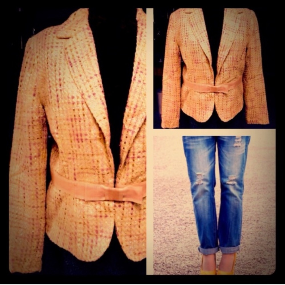 Vintage Textured Blazer w/ Ribbon Detail